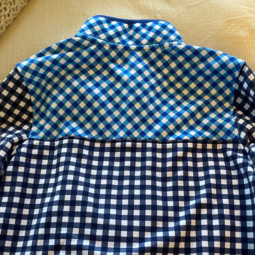 NWT Draper James Blue and White Gingham Crewneck Jacket- size kids XXL - 18-20 - Picture 7 of 7